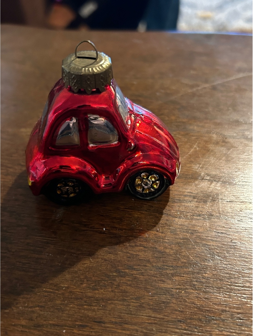 Vintage Red Glass Car Christmas Ornament